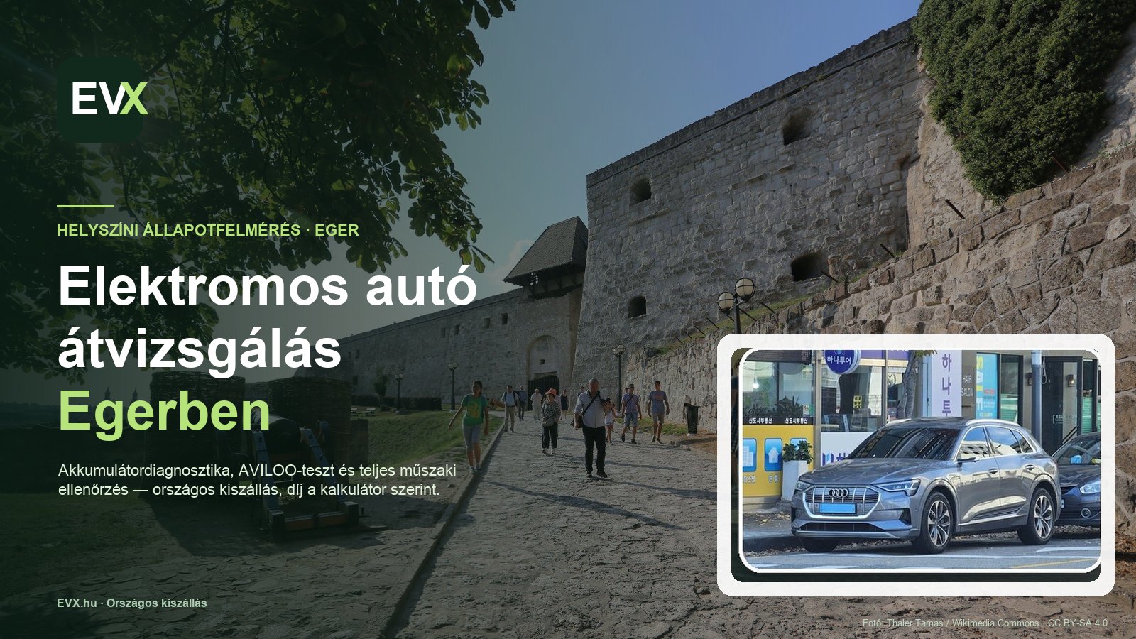 Eger — országos kiszállású elektromos autó átvizsgálás és állapotfelmérés Egerben és környékén.