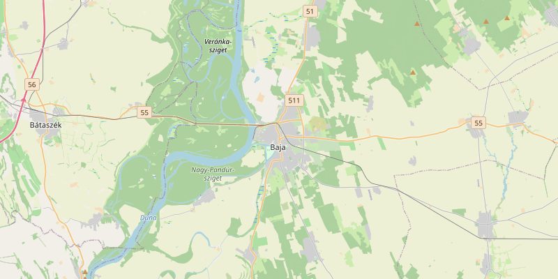 Baja és környéke térképe — a kiszállási terület áttekintése