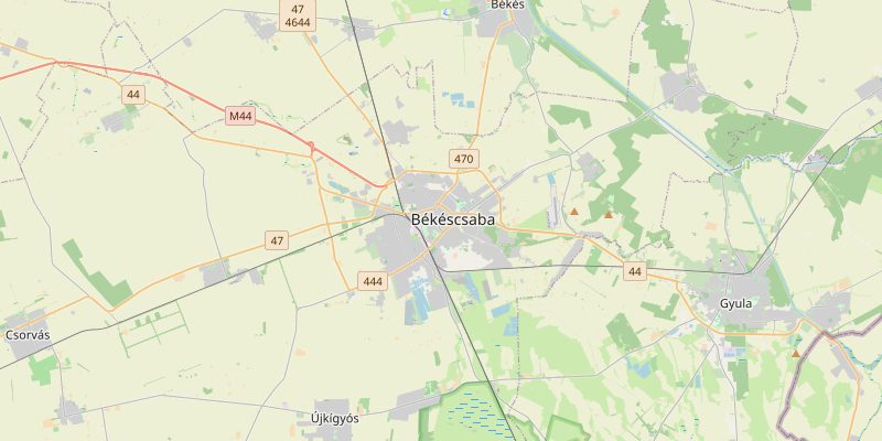 Békéscsaba és környéke térképe — a kiszállási terület áttekintése