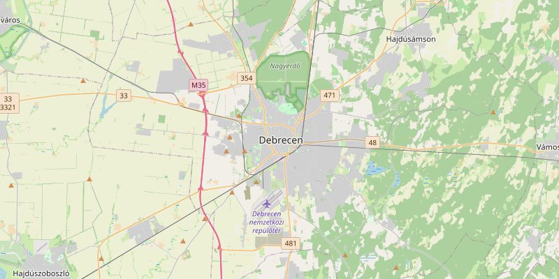 Debrecen és környéke térképe — a kiszállási terület áttekintése