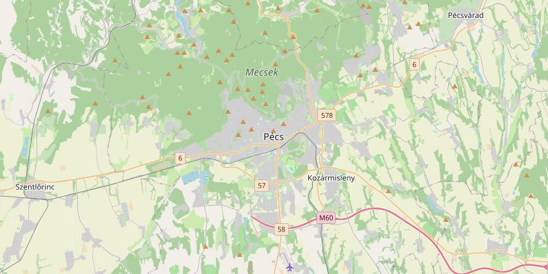Pécs és környéke térképe — a kiszállási terület áttekintése