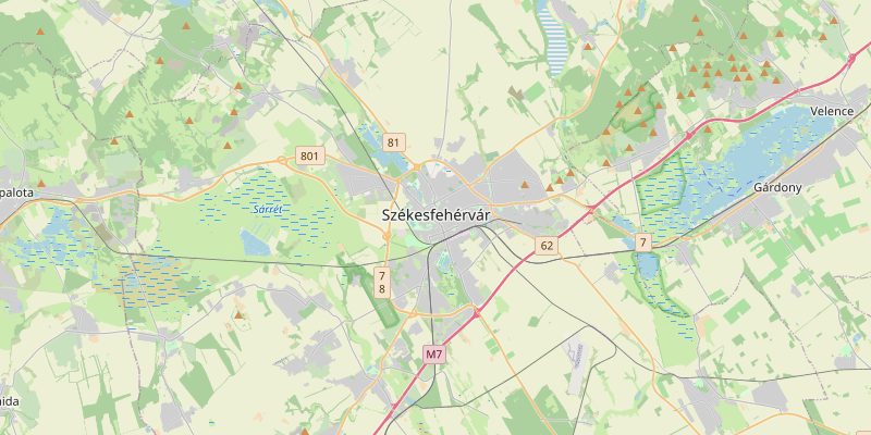 Székesfehérvár és környéke térképe — a kiszállási terület áttekintése