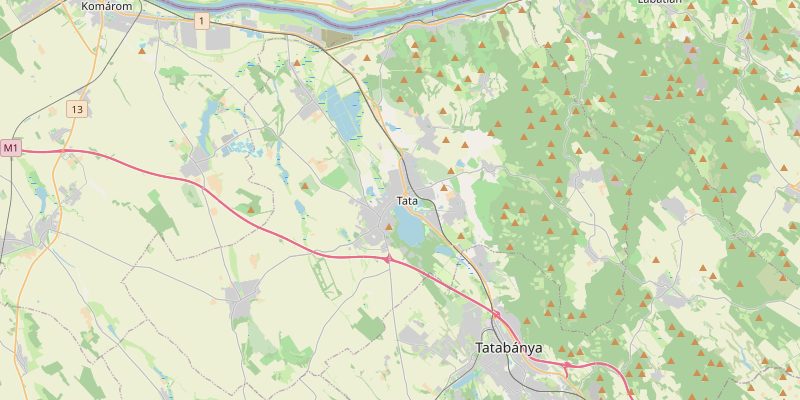 Tata és környéke térképe — a kiszállási terület áttekintése